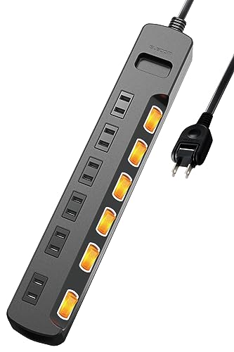 Amazon.co.jp: エレコム 電源タップ 6個口 3m 雷ガード 個別スイッチ